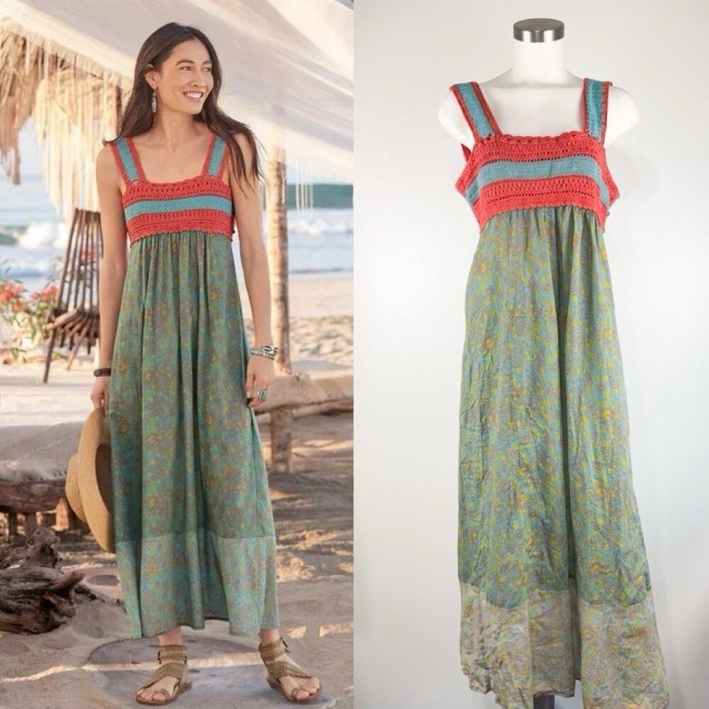 Sundance Coral and Teal Midi Dress